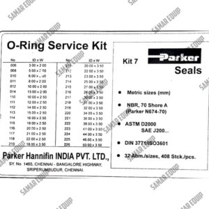 PARKER O-RING SERVICE KIT 7 SERIES, SIZE- 3MM TO 50MM NBR, 70 SHORE A, N674-70
