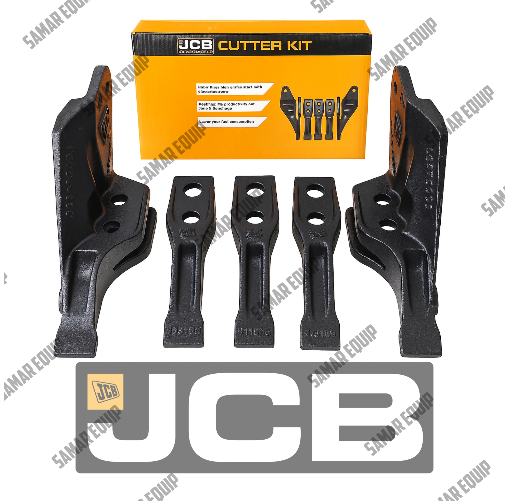 JCB - GENUINE BUCKET TOOTH & CUTTER KIT (PART# 531/03205 531/03208 531/03209)